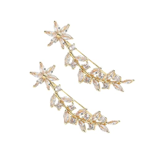 TOVINANNA 1Paar Damen Ohr Crawler mit Strasssteinen Blumen und Blattdesign Minimalistischer Ohrschmuck Leicht und Tragbar für Einen Eleganten Look von TOVINANNA