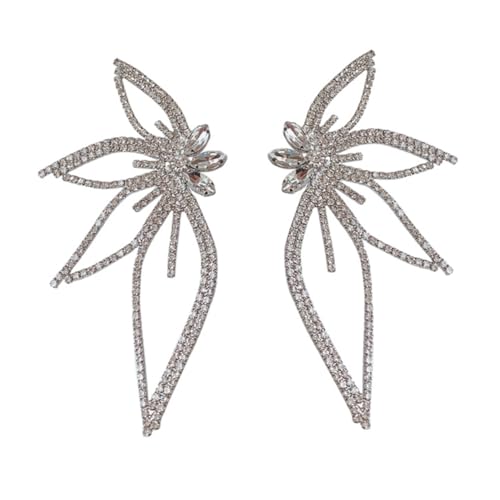 TOVINANNA Ohrringe Damen Ohrclips Strass Blüten Ohrhänger Clip Ohrringe für Mädchen Ohrloch für Partys und Alltag Leicht und zu Tragen von TOVINANNA