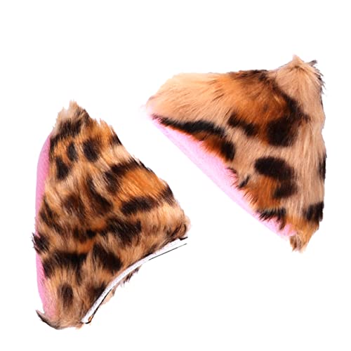 TOVINANNA 1Paar Katzenohr Haarclip für Plüsch Cosplay Haarschmuck Leopardenmuster Süßes Design für Partys Karneval Einfach zu Reinigen Tragbar von TOVINANNA
