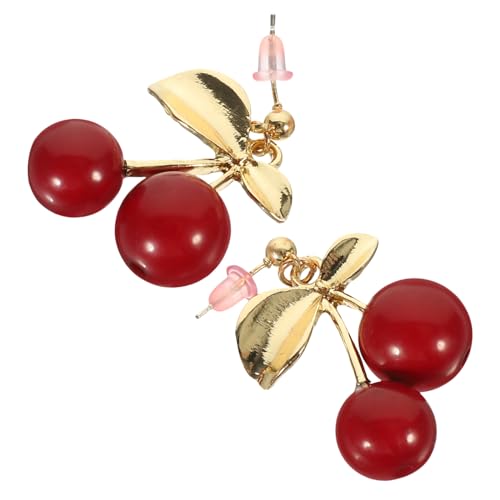 TOVINANNA Schleifenform Kirschohrhänger für Damen S925 Silber Kreative Ohrringe in Leuchtenden Farben für Hochzeiten Partys und Besondere Anlässe von TOVINANNA