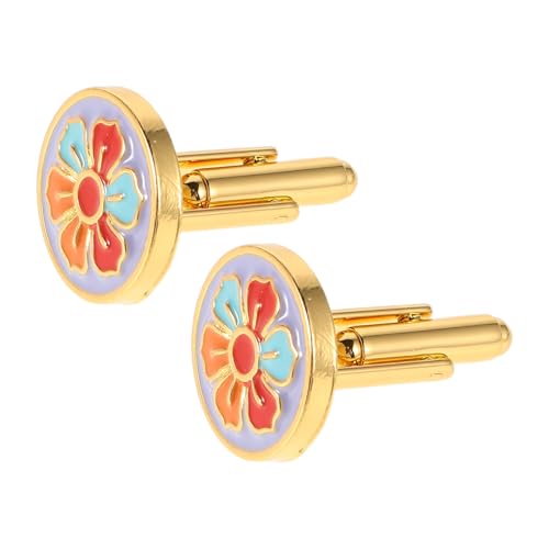 TOVINANNA Runde Manschettenknöpfe Für Herren Retro-blumenmuster Langlebige Materialien Hautfreundlich Kombinierbar Mit Hemden Und Anzügen Accessoire Für Geschäftstreffen Und von TOVINANNA