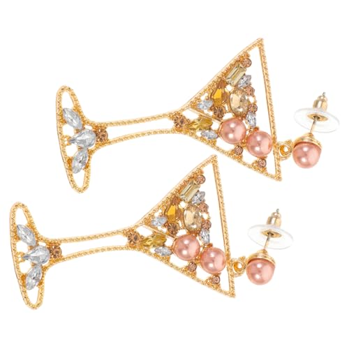 TOVINANNA 1Paar Weinglas Ohrringe mit Strass und Perlen Baumelnde Ohrschmuck für Damen Elegant und Leicht für Besondere Anlässe und Fotoshootings von TOVINANNA