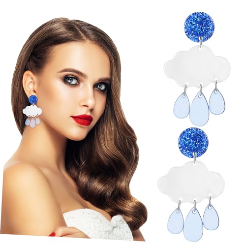 TOVINANNA Regentropfen Ohrringe Süße Wolken Ohrringe Leichte Baumelnde für Damen Glitzernde Statement Modischer Schmuck für Verschiedene Anlässe von TOVINANNA