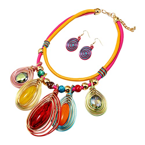 TOVINANNA Damen Schmuckset Statement Halskette Mit Hakenohrringen Farbenfrohe Schmuckstücke Für Valentinstag Elegantes Design Für Frauen von TOVINANNA