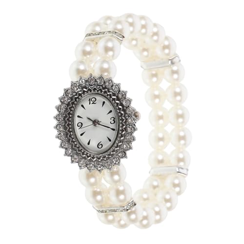 TOVINANNA Damen Armbanduhr Perlenarmband Legierung Elegant Modeuhr für Mädchen und Frauen Elastisches Uhrenarmband Personalisierte Quarzuhr Geeignet für Täglichen Gebrauch von TOVINANNA