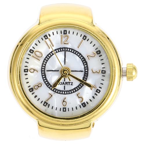 TOVINANNA Stilvolle Damen Und Herren-ringuhr Modischer Mini-Finger-Ring Quarzuhr Mit Großen Ziffern Für Klare Zeitanzeige Schmuck-Accessoire Für Alltag Und Dekoration Goldfarben von TOVINANNA