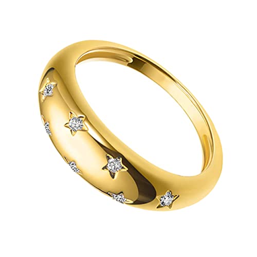 TOVINANNA Modischer Sternring Aus 18k Vergoldetem Stein Für Frauen Eleganter Dekorring Kreatives Design Für Hochzeiten Partys Und Geschenke Größe 9 von TOVINANNA