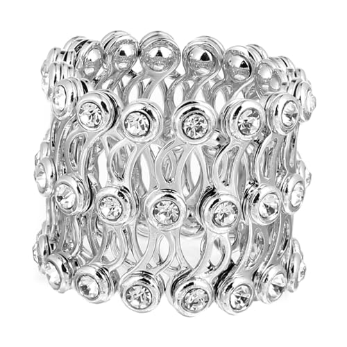 TOVINANNA Verstellbarer Aus Silber Mit Strass-intarsien Verwandelbarer Fingerring Und Schickes Armband Für Damenschmuck von TOVINANNA