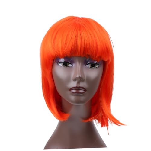 TOVINANNA Perücke Bob Für Frauen Mädchen Flacher Kurze Haare Hochtemperatursfeste Faser Waschbar Und Wiederverwendbar Für Alltag Party Kostüm Cosplay von TOVINANNA