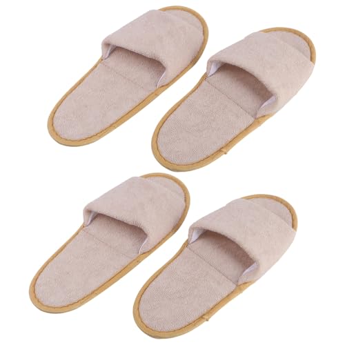 TOVINANNA 2 Paare Faltbare Reise hausschuhe Rutschfest Atmungsaktiv Weiche Stoffoberseite Einfache Tragbare Pantoffeln für Hotel Outdoor Haushalt Unisex Einheitsgröße Gelb von TOVINANNA