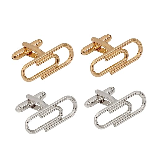 TOVINANNA Manschettenknöpfe Herren 2 Paare Büroklammer Design Klassische Hemdärmelknöpfe Aus Edelstahl Gold Und Silber Stilvolle Anzugaccessoires Für Besondere Anlässe Für von TOVINANNA