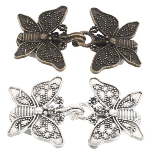 TOVINANNA 2 Paare Vintage Butterfly Shawl Clips für Damen Abnehmbare Metallverschlüsse für Cardigans Pullover und Kleider Antik Silber und Bronze Schicke Taillierung für Einen Femininen Look von TOVINANNA