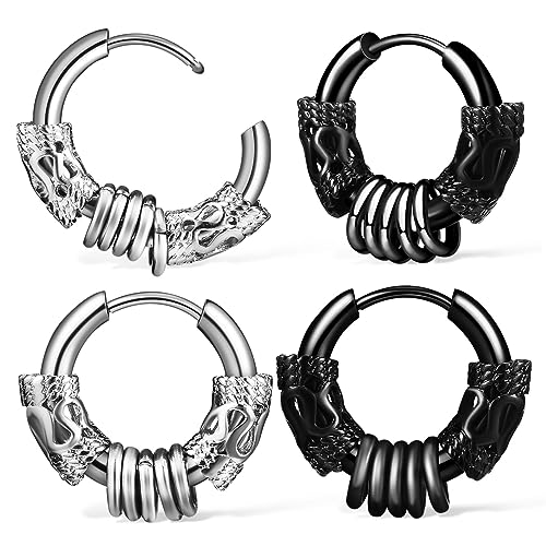TOVINANNA 2 Paare Vintage Ohrringe Silber Schwarz Damen Punk Creolen Leicht Langlebig Stilvolle Accessoires für Perfektes für Freunde von TOVINANNA
