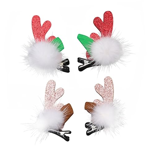 TOVINANNA 2 Paare Weihnachtliche Geweih Haarspangen Party Haarschmuck für Mädchen Festliche Kopfbedeckung Cosplay Accessoires Weihnachten Karneval Feier von TOVINANNA