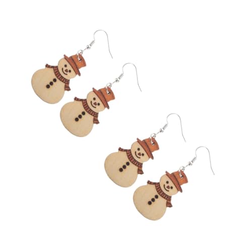 TOVINANNA 2 Paare Weihnachtliche Holz Ohrringe Schneemann und Tannenbaum Leichte Hängende Weihnachts Schmuckstücke für Damen und Mädchen Hautfreundlich Vielseitig Tragbar zu Festlichkeiten von TOVINANNA