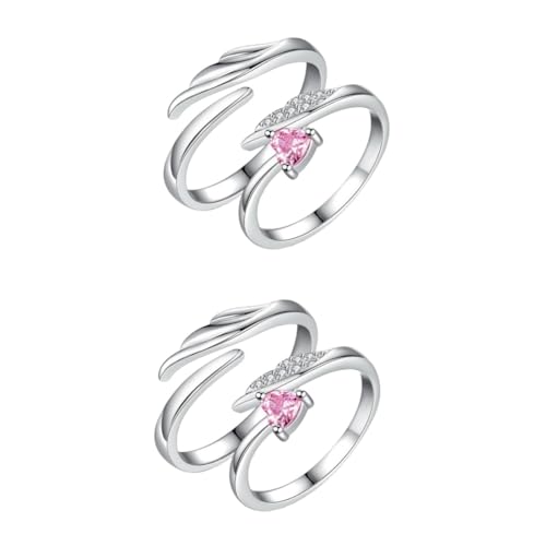 TOVINANNA 2 Paare Zwei Verstellbare Herz Ringe für Fingerringe mit Offenem Design Kreative Dekoration für Valentinstag und Geburtstage von TOVINANNA