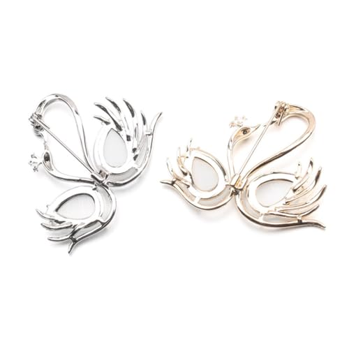 TOVINANNA 2 STÜCK Elegante Opal Broschen Schwan motiv Hochwertige Strass Anstecknadeln für Hochzeit Brautparty Damen Accessoire Schmuck in Gold Silber Geeignet für Kleid Zufällige Farbe von TOVINANNA