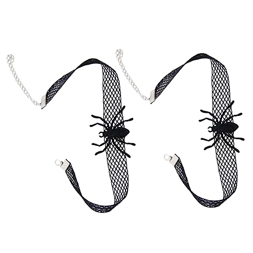 TOVINANNA 2 Stück Gothic Spinnen Halskette für Halloween Spitzenhalsband Filz mit Elastischem Material für Partys und Tägliche Dekoration von TOVINANNA