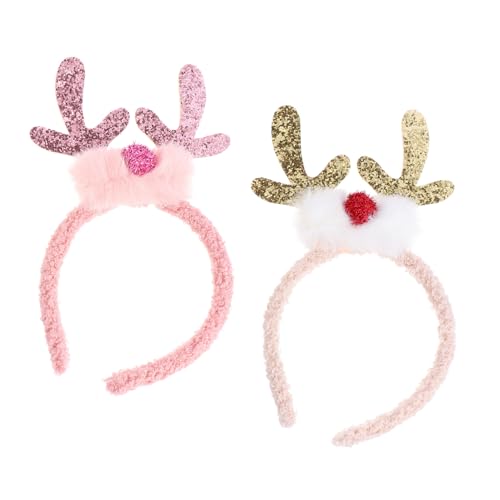 TOVINANNA 2 STÜCK Weihnachtliche Rentier Haarreifen mit Glitzernden Paillettengeweihen in Gold und Festlicher Haarschmuck für Mädchen und Erwachsene für Xmas Partys Kostüm und Alltag von TOVINANNA