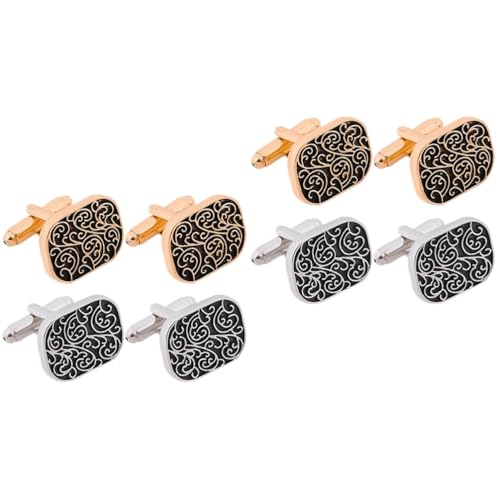 TOVINANNA 2 Sätze Manschettenknöpfe Für Herren Gold Und Silber Mit Klassischem Römischem Muster Für Anzug Und Hochzeit Langlebige Metallkonstruktion Stilvolle Accessoires Für 2 Paare * 2 von TOVINANNA