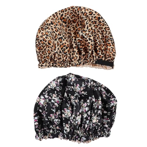 TOVINANNA 2 Stk Bade mütze würfelunterlage leds leuchtmittel haar kur lichtwärts photostickomni Schlafmütze für Frauen strapazierfähiger Duschhut doppelt strapazierfähiger Nachthut Satin von TOVINANNA