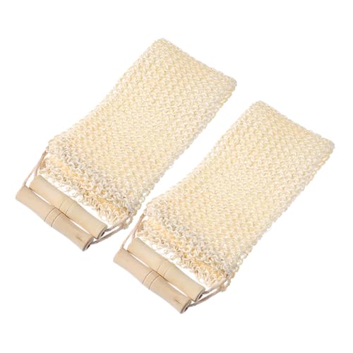 TOVINANNA 2stücke Sisal-peeling-handtuch Mit Holzgriff Für Tiefenreinigung Badetuch Für Körperpeeling Schnell Trocknend Und Saugend von TOVINANNA