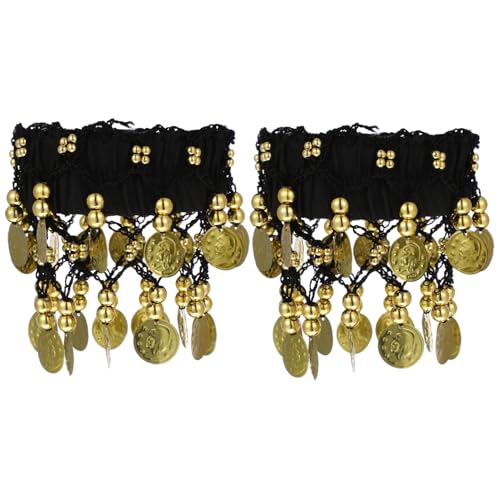 TOVINANNA 2 Stück Bauchtanz Fußkettchen mit Münzen Leichtes Hautfreundliches Fuß Knöchelschmuck für Frauen und Mädchen für Bauchtanz-Performance und Kostümzubehör von TOVINANNA