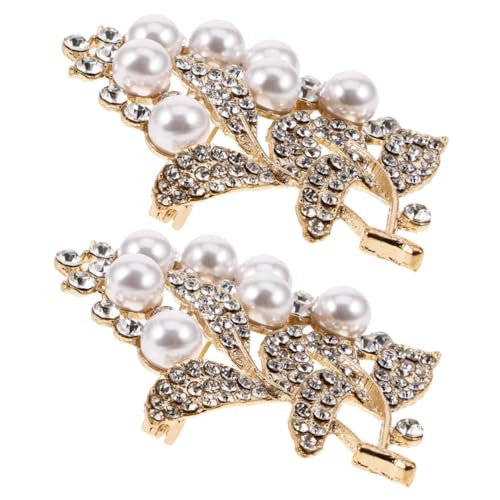 TOVINANNA 2 Stück Blätterförmige Brosche mit Imitationsperlen und Strass Anstecknadel für Damen als Accessoire für Anzüge Hüte und Taschen Hochwertige Sicherer Halt von TOVINANNA