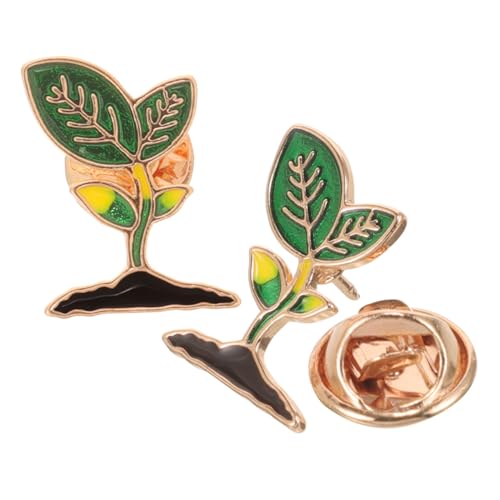 TOVINANNA 2 Stück Blattbrosche Schalklammern Brosche Abzeichen Cartoon-pflanzenbrosche Pins-rucksack Hochzeitsbankett-brosche Ansteckblume Cartoon-abzeichen-brosche Zinklegierung Green von TOVINANNA