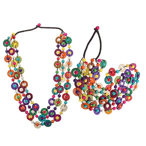 TOVINANNA 2 Stücke Böhmen Ethnische Halsketten Holzperlen und Kokosnussschalen Vintage Damen Schmuck für Sommerpartys Boho Stil von TOVINANNA