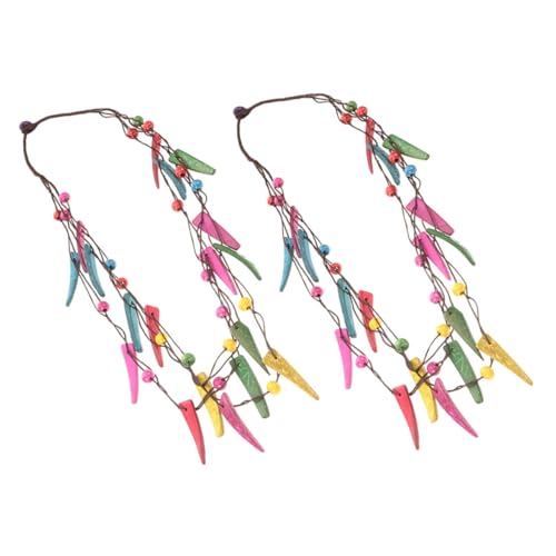 TOVINANNA 2 Stück Bohemian Kokosnussschalen Holzperlen Halskette Ethnische Bunte Mehrschichtige Blumen Geometrische Schmuck für Frauen für Strandpartys und Kostüme von TOVINANNA