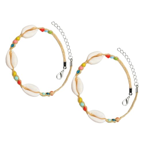 TOVINANNA 2stücke Perlen Fußkette Modearmband Kreatives Fußkettchen Armbandgeschenk Böhmisches Fußkettchen Handgewebtes Armband Reis Perlen Schmuck von TOVINANNA