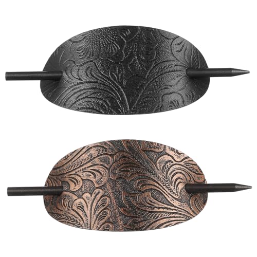 TOVINANNA Elegante Haarspange Aus Leder Ovale Form Haarstab Haar-accessoires Mädchen Dutthalter für Haare von TOVINANNA