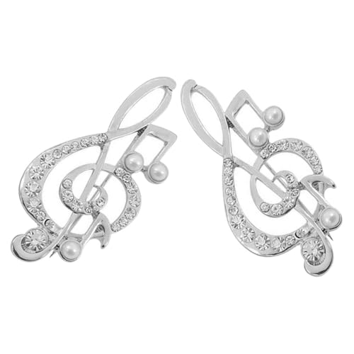 TOVINANNA 2 Stück Elegant Musiknote Brosche mit Imitationsperlen Stilvolle Anstecknadeln für Damen für Kleidung Mäntel und Pullover Kreative Accessoires für von TOVINANNA