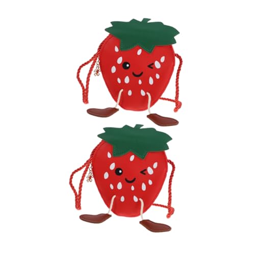 TOVINANNA 2stücke Erdbeer-umhängetasche Für Mädchen Kleine Handtasche Aus Strapazierfähigem Pu Geräumige Fruchtformtasche Leichtgewichtige Messenger-Tasche Mit Verstellbarem Riemen von TOVINANNA