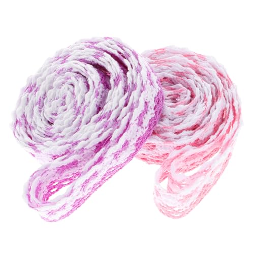 TOVINANNA 2 Stück Farbige Blumen Spitze Borte Diy Baumwoll Spitzenband für Kleidung Hüte und Bastelprojekte Elegant und Vielseitig für Ihre Nähbedarfe von TOVINANNA