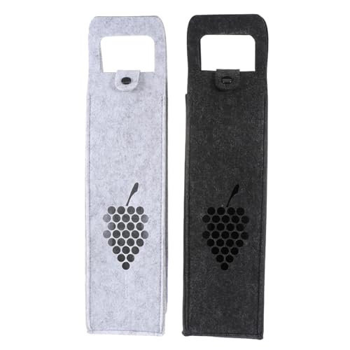 TOVINANNA 2 Stück Filztaschen Weintragetaschen aus Hochwertigem Filz Wiederverwendbar Tragbar in Hellgrau und Dunkelgrau Stilvolle Geschenkverpackung für Weinflaschen für Weihnachten von TOVINANNA