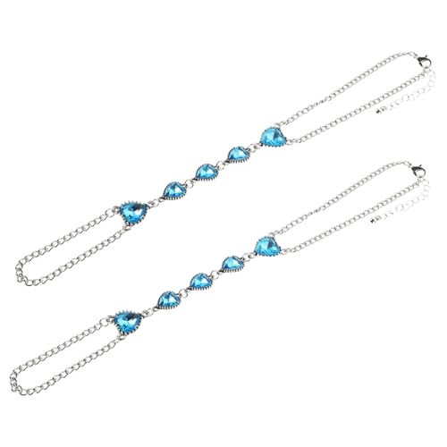 TOVINANNA 2stücke Blaue Strass-fußketten Moderner Strand-Boho-fußschmuck Für Damen Anpassbare Fußkette-schuhabdeckung von TOVINANNA