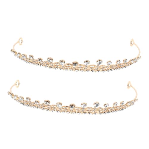 TOVINANNA 2 Stück Goldene Krone Tiara Hochzeit Braut Haarschmuck für Hochzeiten Geburtstagsfeiern Abschlussbälle und Formelle Anlässe von TOVINANNA