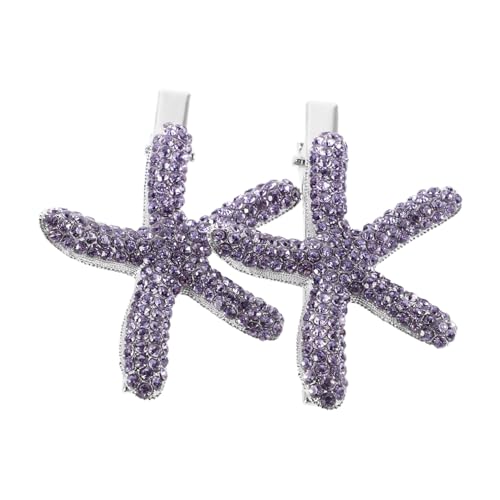 TOVINANNA 2stücke Seestern-haarspangen Mit Strass Flache Haarspangen Mit Entenschnabel-klammer Haarschmuck Für Mädchen Strand-accessoires Partyzubehör von TOVINANNA
