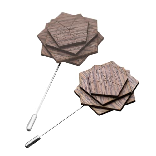 TOVINANNA 2 Stück Holz Anstecknadel für Herren Blumige Boutonniere für Anzüge Dekorative Ansteckblume für Hochzeit Party Formelle Anlässe von TOVINANNA