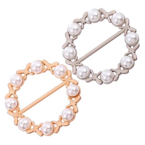 TOVINANNA 2 Stück Imitation Perlen Schal Ring Metall Schal Schnalle für Seidenschals Schmuckstücke zur Dekoration von Kleidung in Mattem Gold Mattem Silber von TOVINANNA