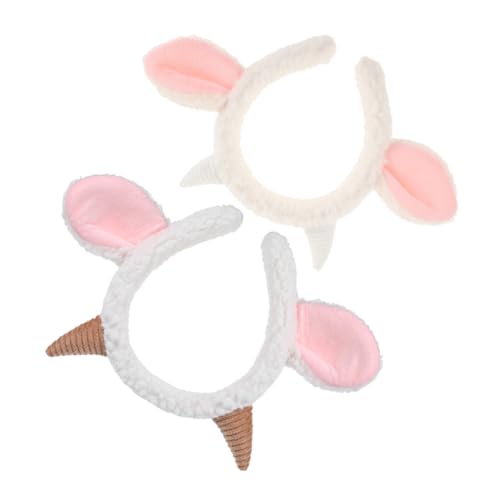 TOVINANNA 2 Stück Kleines Croissant-Stirnband kuscheltier Haarband aus Schafshorn entzückender Party-Kopfschmuck Tierohren Stirnband Erwachsener Haarreifen aus Hornohren Lammhaarband Stoff von TOVINANNA