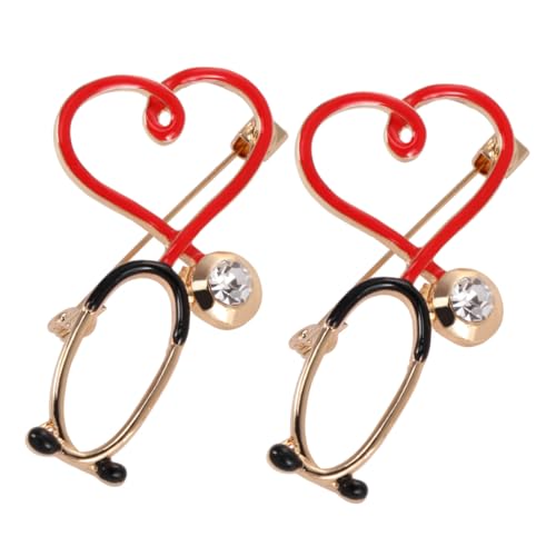TOVINANNA 2 Stück Kreative Cartoon Brosche Herzförmige Nadel für Ärzte und Krankenschwestern Langlebige Brosche Legierung Zubehör für Kleidung und Taschen von TOVINANNA