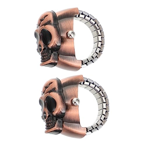 TOVINANNA 2 Stück Kreative Flip Open Ring Uhren Einzigartige Fingeruhren mit Roten Augen für Damen und Herren Vielseitig als Schmuck und Zeitmesser Geeignet von TOVINANNA