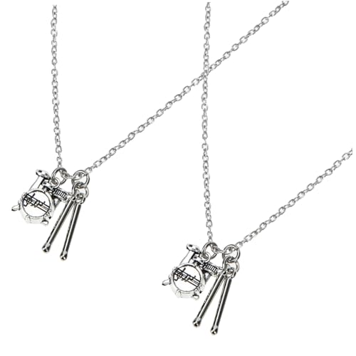 TOVINANNA 2 Stück Kreative Schlagzeuger Halsketten mit Trommelanhänger Langlebige Schmuckketten für Damen Geschenkidee für Musikliebhaber und Festival accessoire von TOVINANNA