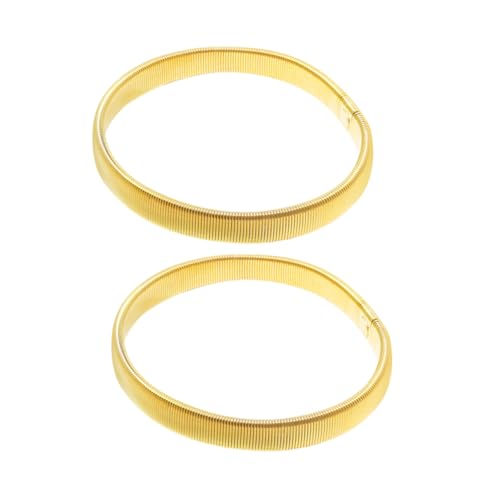 TOVINANNA 2 Stück Männer Stretch Armband Metall Elastische Armstulpen für Hemden Jacken und Pullover Gold für Freizeit und Sport von TOVINANNA