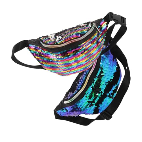 TOVINANNA 2stücke Glitzernde Mermaid Sequin Bauchtasche Mit Verstellbarem Schulterriemen Farbige Pailletten Umhängetasche Für Und Alltag Damen Fanny Pack von TOVINANNA