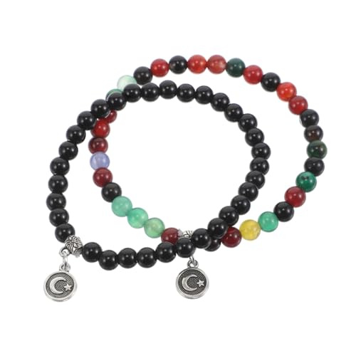 TOVINANNA 2stücke Gebetsperlen-armband Aus Achat Mit Elastischer Schnur Traditionell Muslimisch Für Damen Und Herren Vielseitig Tragbar von TOVINANNA