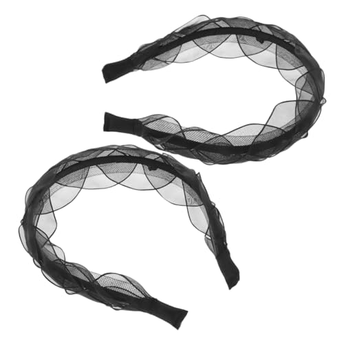 TOVINANNA 2 Stück Netz Haarreifen für Damen Schwarzes Haarschmuck Accessoire mit Gewebtem Blütenblatt Design für Partys und Besondere Anlässe Vielseitig Einsetzbar von TOVINANNA